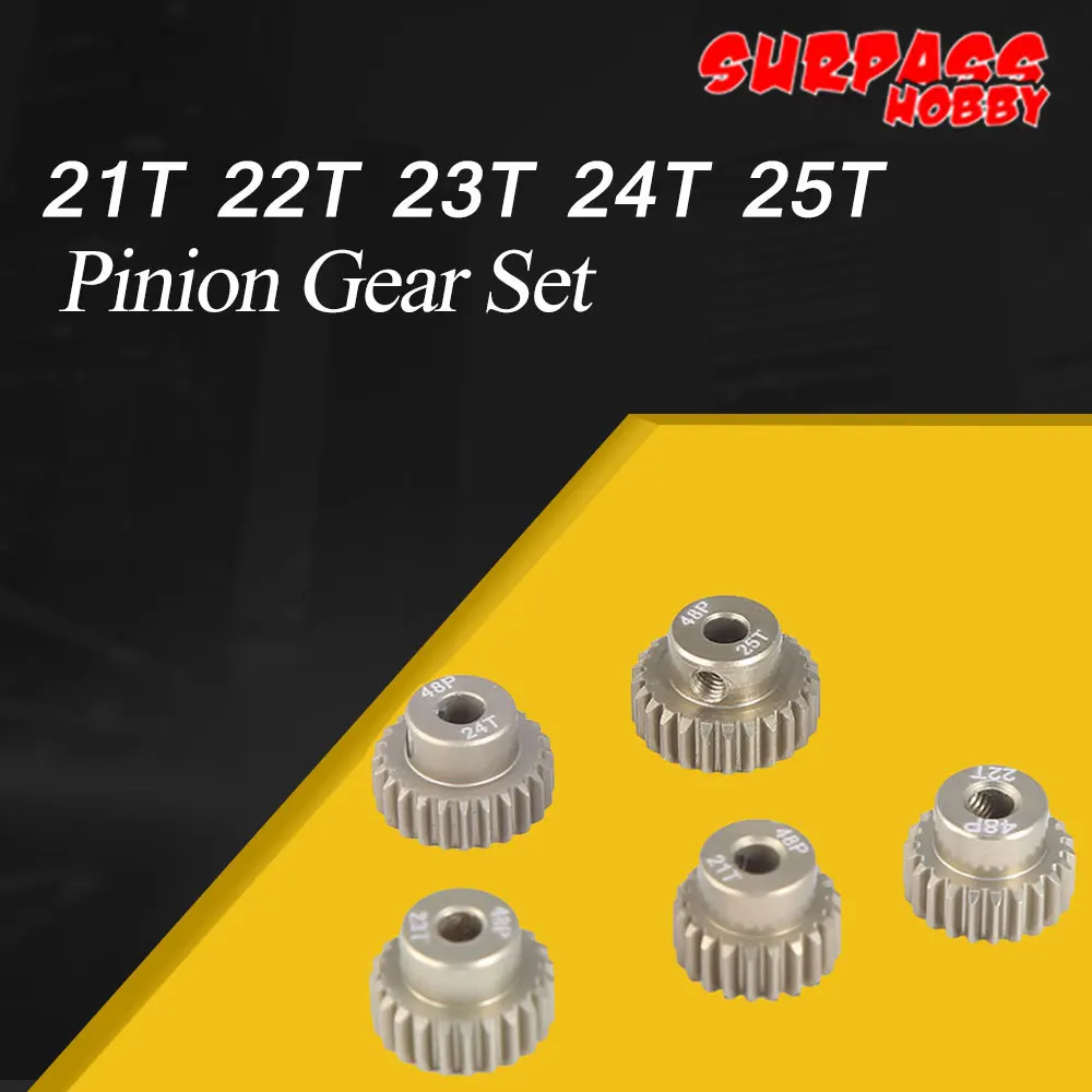 SURPASS HOBBY 48DP 3.175MM 21T 22T 23T 24T 25T Pinion Gear Set for 1/10 RC Off-road Buggy Monster Truck 3.175mm Shaft Motor
SURPASS HOBBY 48DP 3.175MM 21T 22T 23T 24T 25T Pinion Gear Set for 1/10 RC Off-road Buggy Monster Truck 3.175mm Shaft Motor