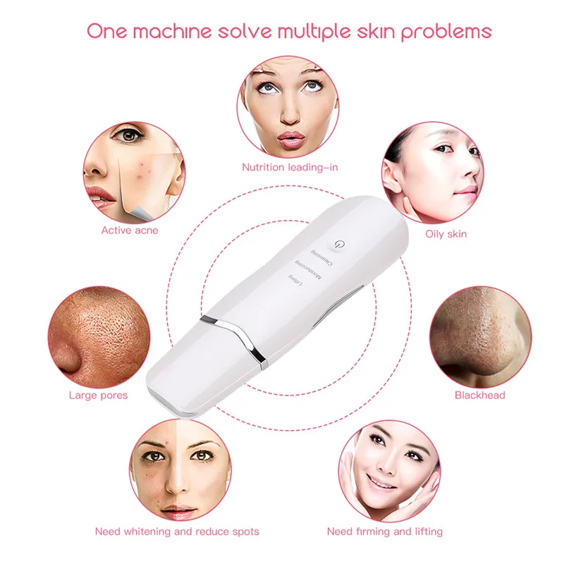 Ultrasonic ion deep cleansing skin scrubber peeling shovel facial pore cleaner blackhead remover portable beauty salon
Ultrasonic ion deep cleansing skin scrubber peeling shovel facial pore cleaner blackhead remover portable beauty salon