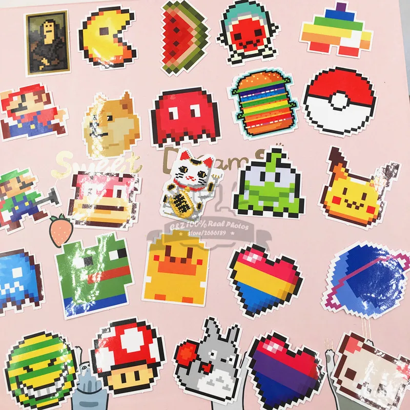 25 шт./компл. Pixel Doge Totoro радуга арбуз багажная тяга коробка граффити наклейки тег