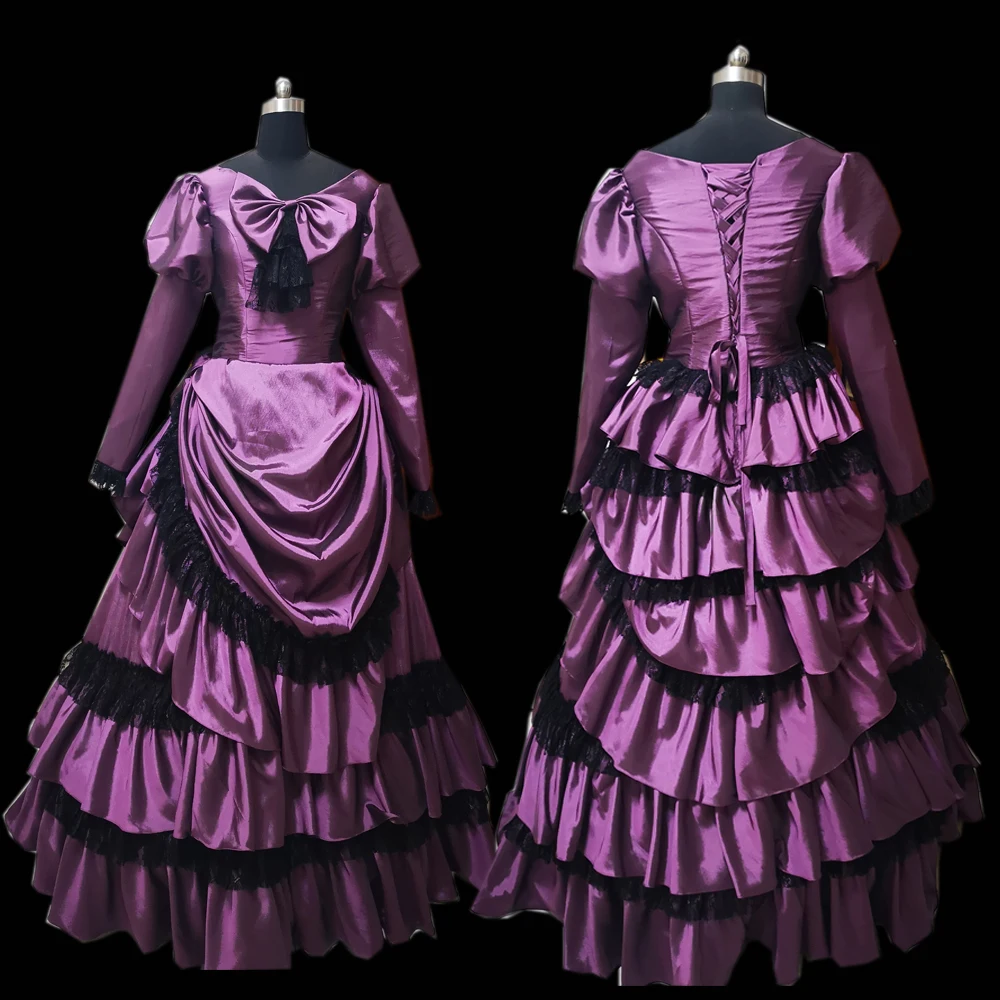 

New purple Vintage costumes 18th Duchess Retro medieval Renaissance Reenactment Theatre Civil war Victorian dress D-308
