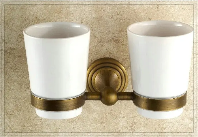 Free Shipping B&R Fashionable Brass Double Cup Holders Bathroom Accessories holder BR-9103 | Обустройство дома