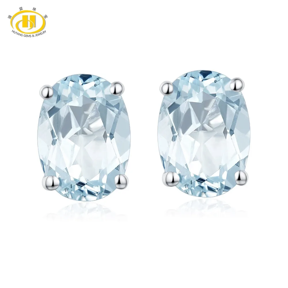 HUTANG Women's Stud Earrings 1.34ct Natural Aquamarine Solid 925 Sterling Silver Blue Gemstone Fine Elegant Jewelry for Gift New
HUTANG Women's Stud Earrings 1.34ct Natural Aquamarine Solid 925 Sterling Silver Blue Gemstone Fine Elegant Jewelry for Gift New