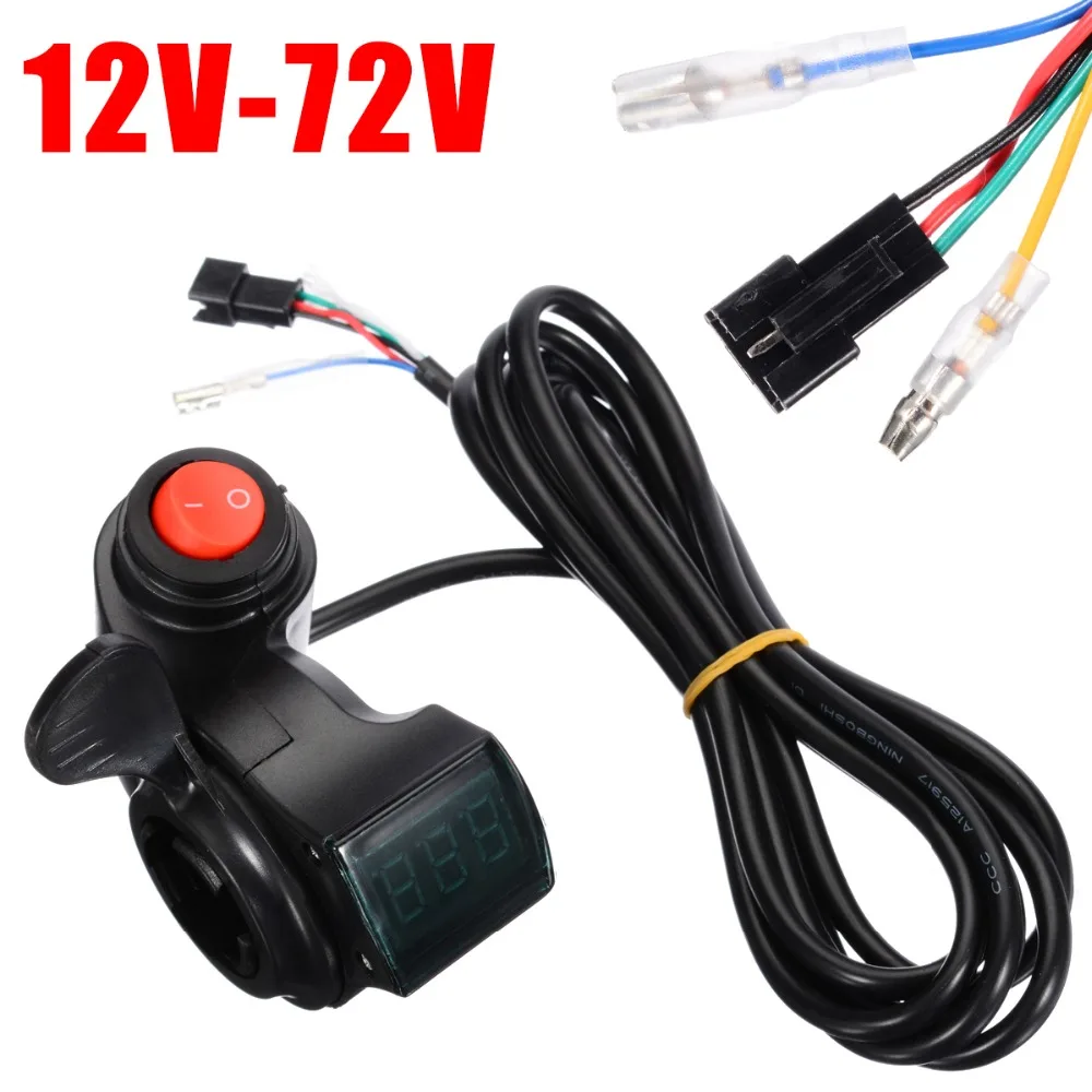 Electric Bicycle Thumb Throttle 12V-72V Thumb Throttle With Power Switch LED Voltage Display For Electric Bike Accessories
Electric Bicycle Thumb Throttle 12V-72V Thumb Throttle With Power Switch LED Voltage Display For Electric Bike Accessories