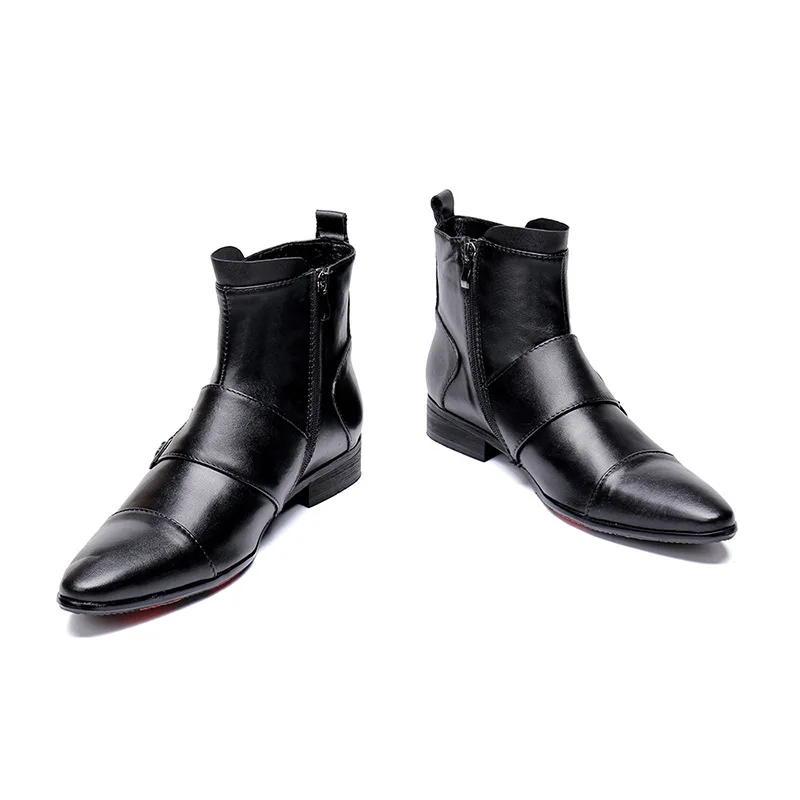 New Punk Leather Plus Velvet Warm Men's Ankle Boots Pointed Men's Military Cowboy Boots High Low Heel Boots British Nightclub
New Punk Leather Plus Velvet Warm Men's Ankle Boots Pointed Men's Military Cowboy Boots High Low Heel Boots British Nightclub