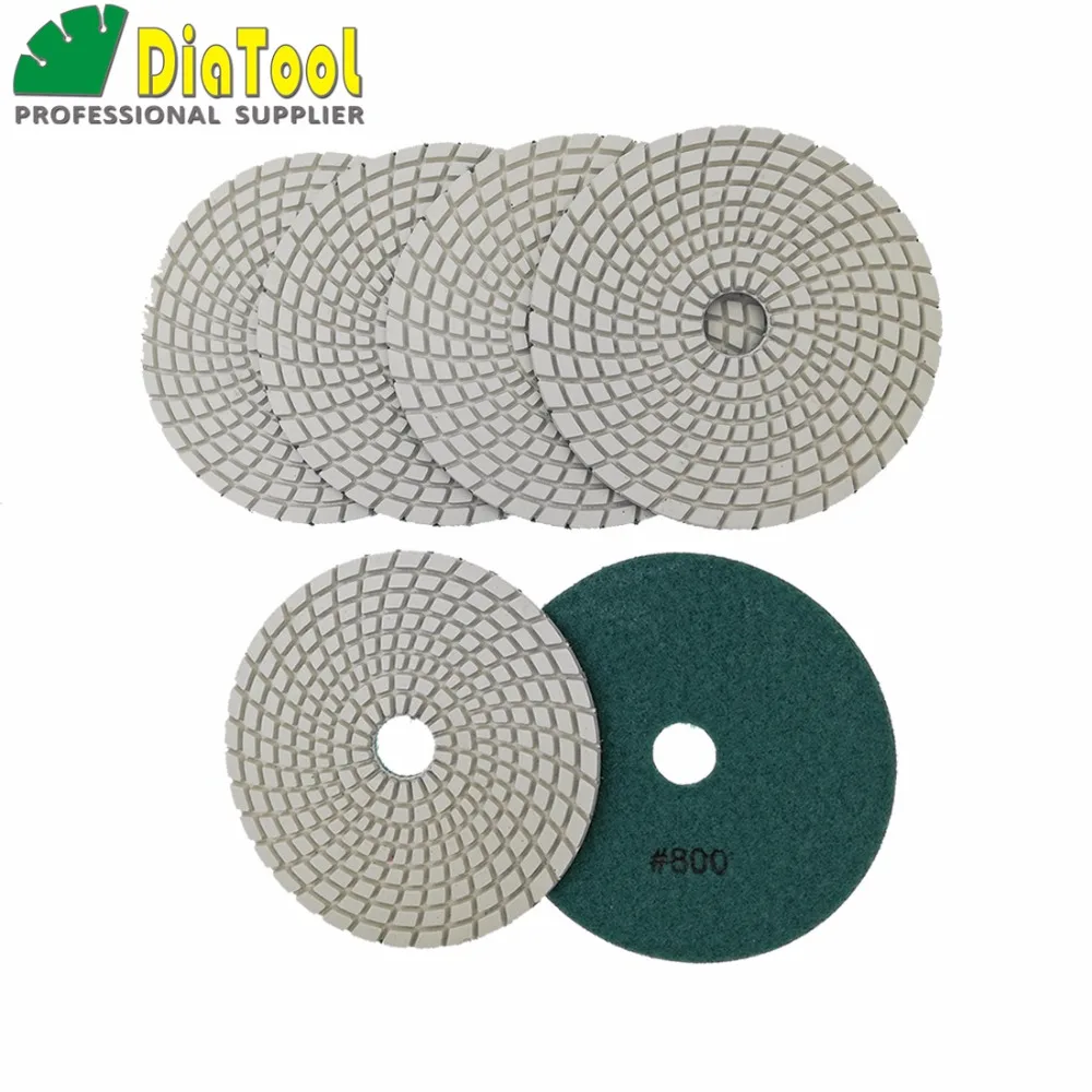 DIATOOL 6pcs #800 125MM Diamond Flexible Polishing Pads For Stone, Granite Wet White Bond No Color Fade, Stone Sanding Discs
DIATOOL 6pcs #800 125MM Diamond Flexible Polishing Pads For Stone, Granite Wet White Bond No Color Fade, Stone Sanding Discs
