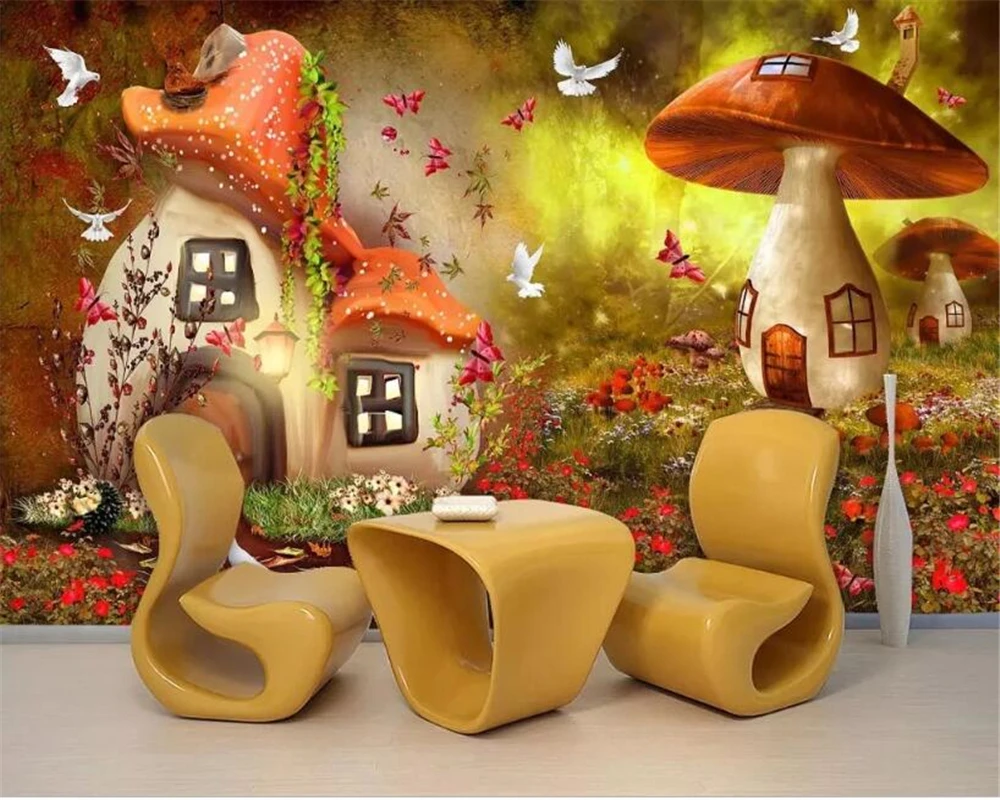 3d обои Beibehang на заказ для детской комнаты сказочный мир гриб дом детская комната