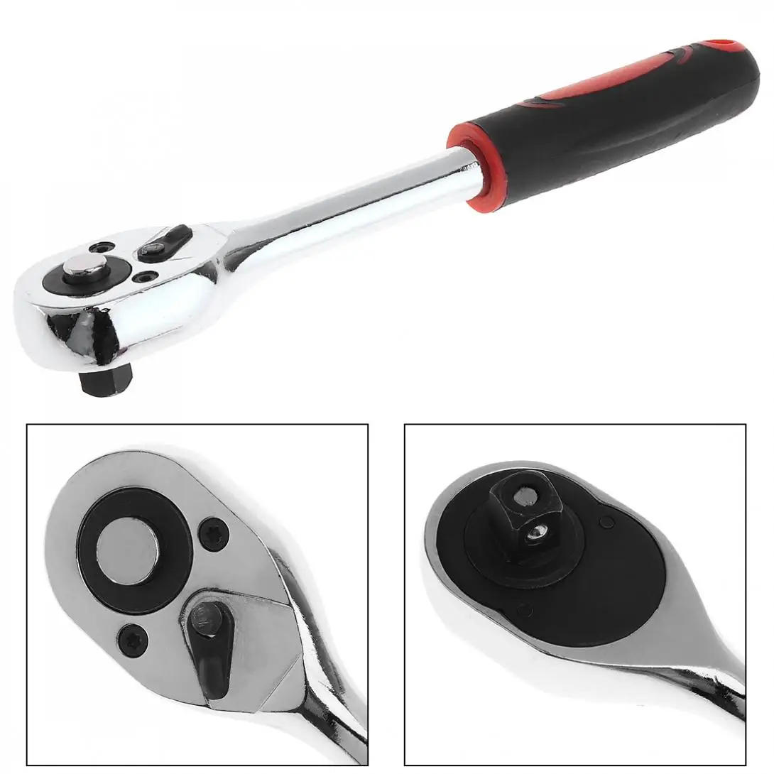 Flexible 3/8 Straight Handle Medium Cr-V Steel Quick Steel Ratchet Wrench with 24 Teeth Universal Vehicle Socket Wrench
Flexible 3/8 Straight Handle Medium Cr-V Steel Quick Steel Ratchet Wrench with 24 Teeth Universal Vehicle Socket Wrench