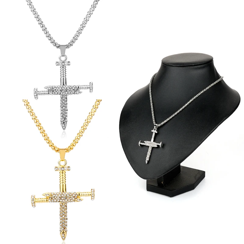 Hip Hop Ice Out Nail Cross Pendant Necklace Bling Chain Stainless Steel Rhinestone Jesus Cross Necklace Christmas Gifts Jewelry
Hip Hop Ice Out Nail Cross Pendant Necklace Bling Chain Stainless Steel Rhinestone Jesus Cross Necklace Christmas Gifts Jewelry