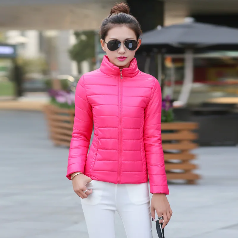 Autumn Winter New Cotton Jacket European and American Style Woman Long-sleeved Stand Collar Large Size | Женская одежда