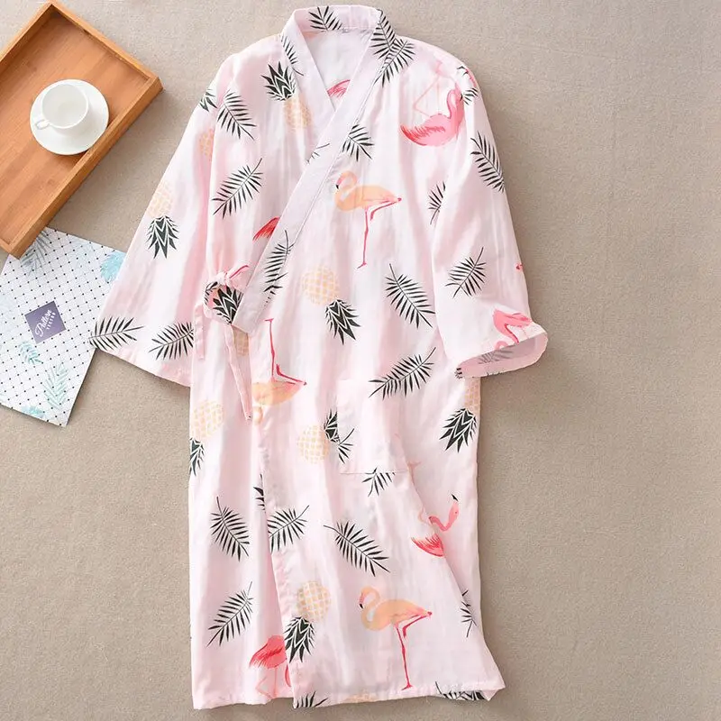 Cute Pink Cartoon Japanese Kimono Robes For Women Summer 100% Gauze Cotton Bathrobe Female Casual Peignoir Dressing Gown
Cute Pink Cartoon Japanese Kimono Robes For Women Summer 100% Gauze Cotton Bathrobe Female Casual Peignoir Dressing Gown