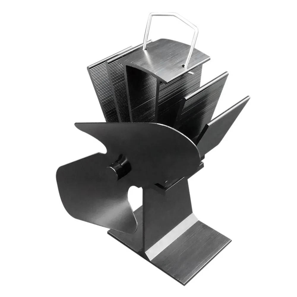 Durable 2 Blades Aluminum Black Heat Powered Stove Fan Fuel Saving Eco-friendly Wood Burner Ultra-quiet |