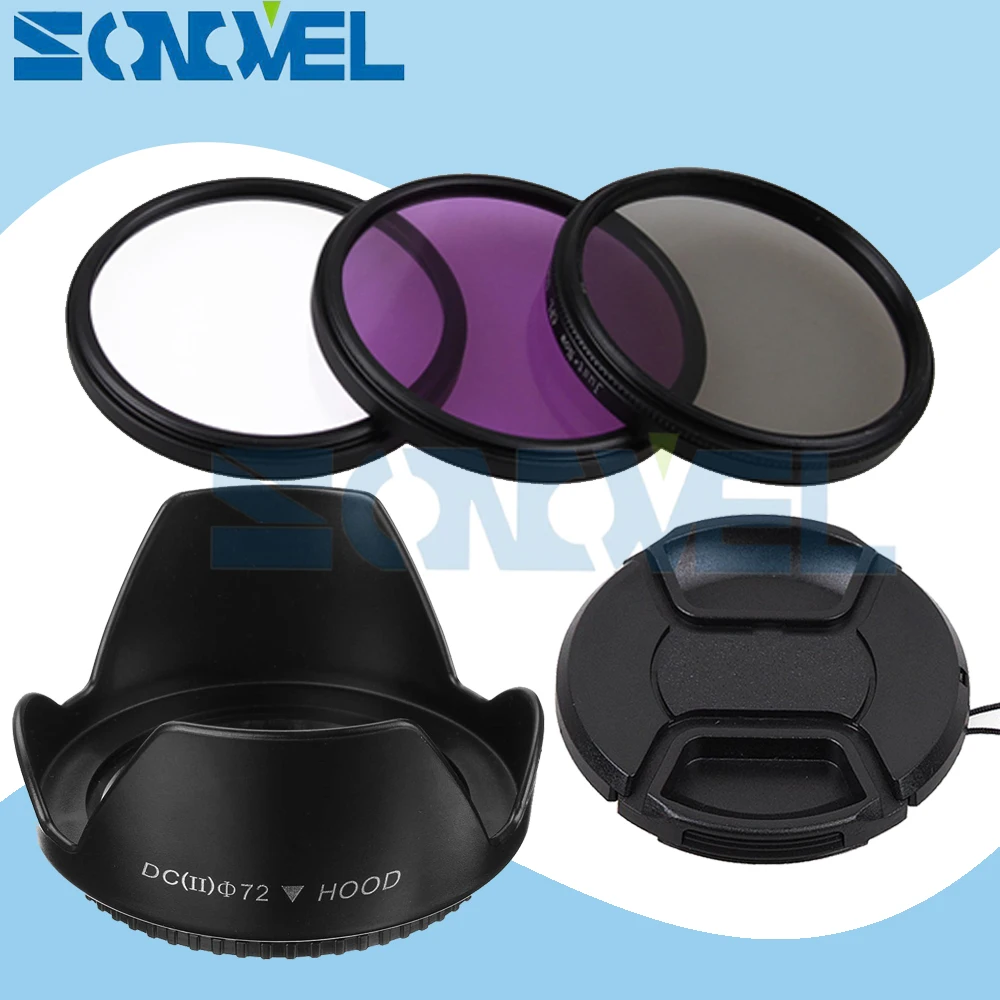 

72mm UV CPL FLD Lens Filter Kit+Lens Cap+Flower Lens Hood For Sony A7 A7II A7R A7S A7RII A7SII A9 FE 24-240mm/70-200mm f/4 G OSS