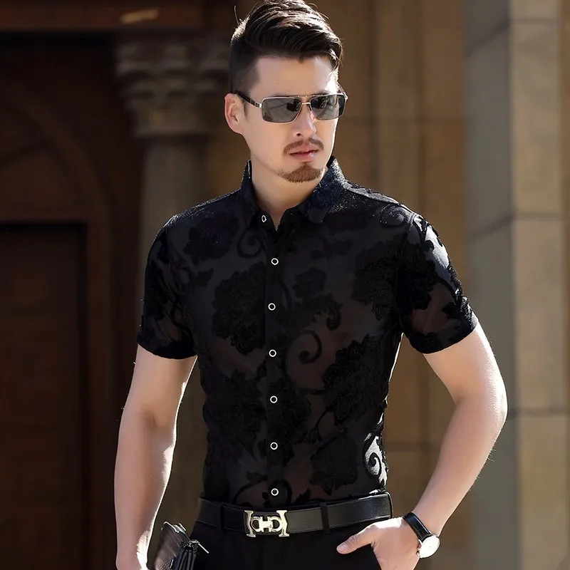 Men See Through Summer Shirt Tencel Cool Flower Sexy Transparent Shirt Men Lace Party Club Mesh Shirt Chemis Homme
Men See Through Summer Shirt Tencel Cool Flower Sexy Transparent Shirt Men Lace Party Club Mesh Shirt Chemis Homme