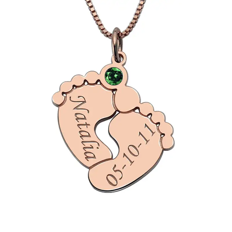 AILIN Baby Feet Necklace with Birthstone Rose Gold Color Baby Name Necklace for New Mom Birthstone Mother's Jewelry
AILIN Baby Feet Necklace with Birthstone Rose Gold Color Baby Name Necklace for New Mom Birthstone Mother's Jewelry