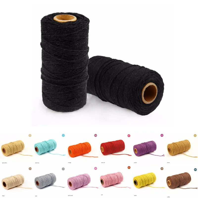 Нитки для шитья хлопковых шнуров 19 цветов витой шнур макраме 100 ярдов веревка