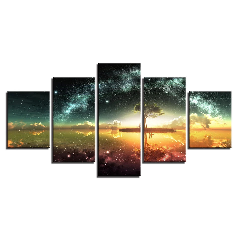 Canvas Paintings Wall Art HD Prints Abstract Poster Framework 5 Pieces Green Trees In Lake Galaxy Starry Sky Pictures Home Decor
Canvas Paintings Wall Art HD Prints Abstract Poster Framework 5 Pieces Green Trees In Lake Galaxy Starry Sky Pictures Home Decor