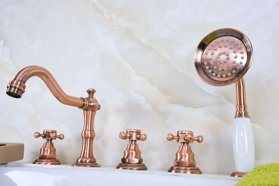 Antique Red Copper Brass Deck 5 Holes Bathtub Mixer Faucet Handheld Shower Widespread Bathroom Faucet Set Basin Water Tap atf223
Antique Red Copper Brass Deck 5 Holes Bathtub Mixer Faucet Handheld Shower Widespread Bathroom Faucet Set Basin Water Tap atf223