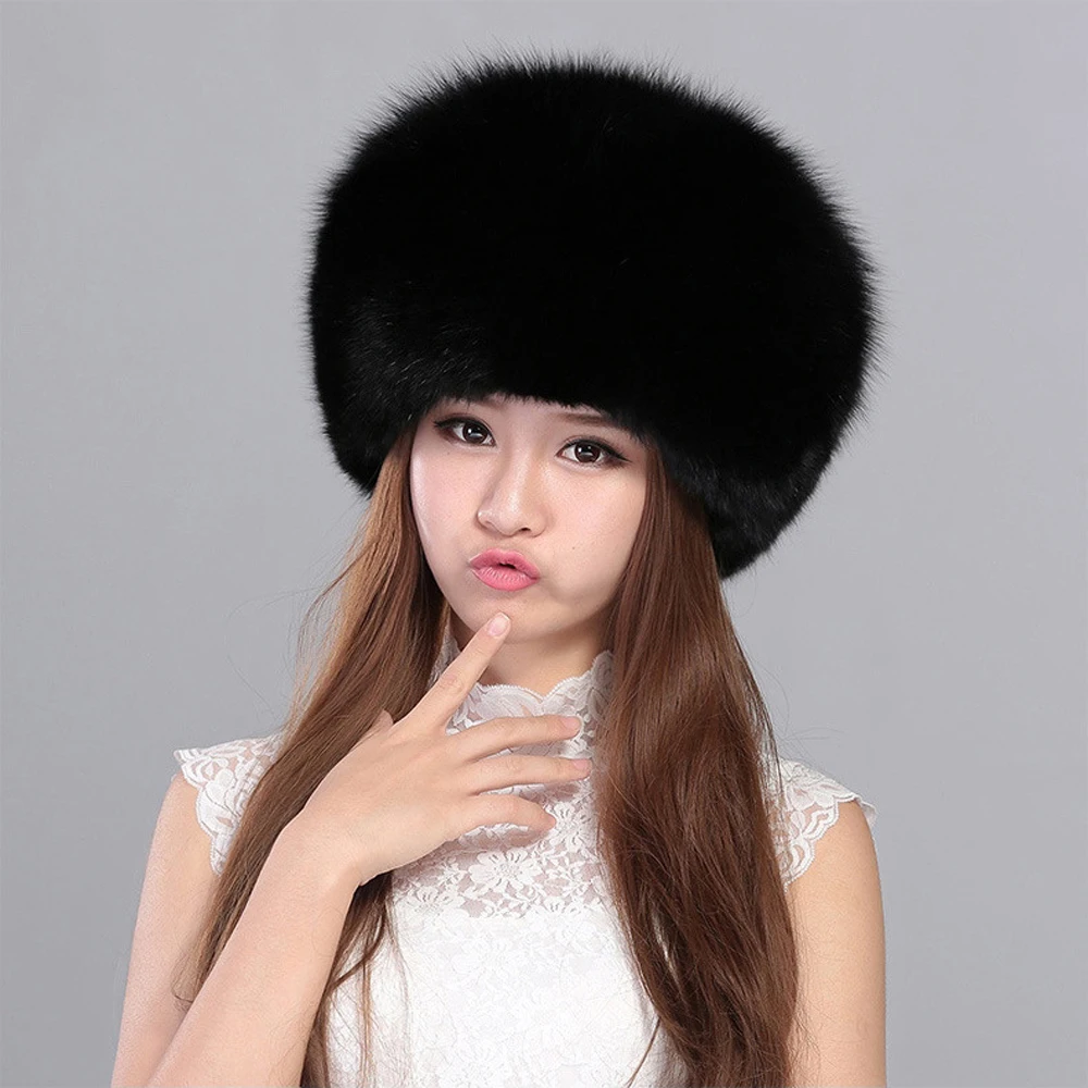 2021 New Lovely Real Fox Fur Hats Bombers Women Winter Warm Luxury Trapper Hat Caps Russian 100% Genuine Bomber | Аксессуары для
