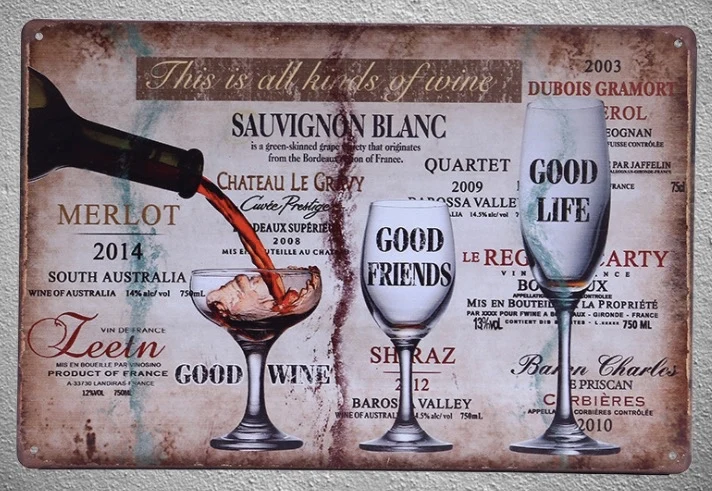 1 pc wine red white brands good life friends bar shop store Tin Plate Sign wall Shop Menu Decoration Art Poster metal vintage
1 pc wine red white brands good life friends bar shop store Tin Plate Sign wall Shop Menu Decoration Art Poster metal vintage