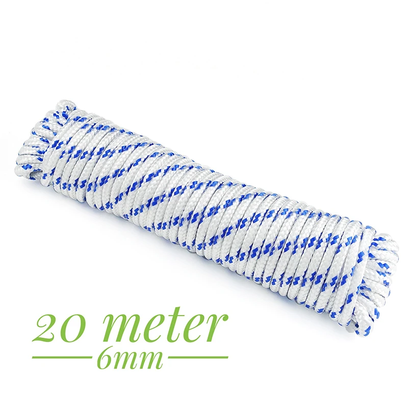 White&Blue 6mmx20m Heavy Duty Braided Polypropylene Rope PP Camping Clothes Line
White&Blue 6mmx20m Heavy Duty Braided Polypropylene Rope PP Camping Clothes Line