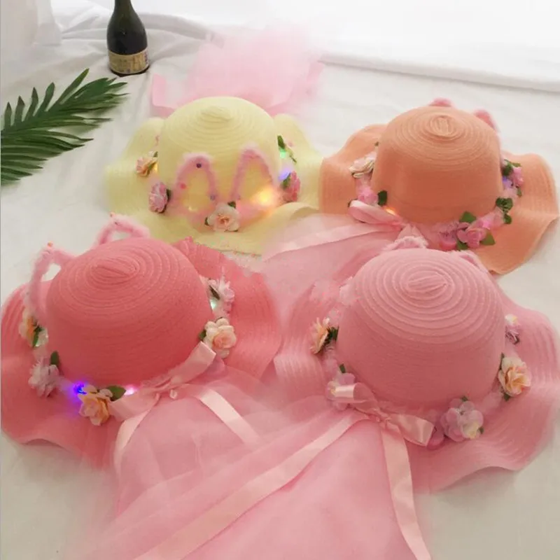LED Light Up Glowing Lace Flower Garland Straw Hat Kids Girls Beach Sun Hat Caps Summer Holiday Party Hats Halloween
LED Light Up Glowing Lace Flower Garland Straw Hat Kids Girls Beach Sun Hat Caps Summer Holiday Party Hats Halloween