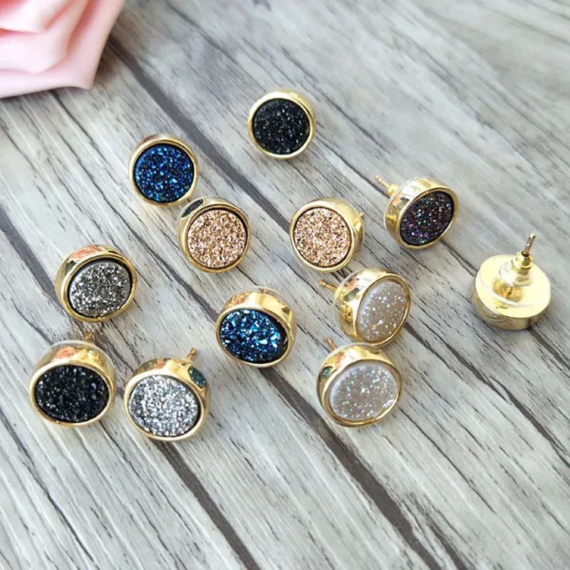 Wholesale 5 pairs 12mm Round Shape Stone Stud Earrings,Natural druse crystal Titanium Druzy Gem stone Stud Earrings ER344
Wholesale 5 pairs 12mm Round Shape Stone Stud Earrings,Natural druse crystal Titanium Druzy Gem stone Stud Earrings ER344