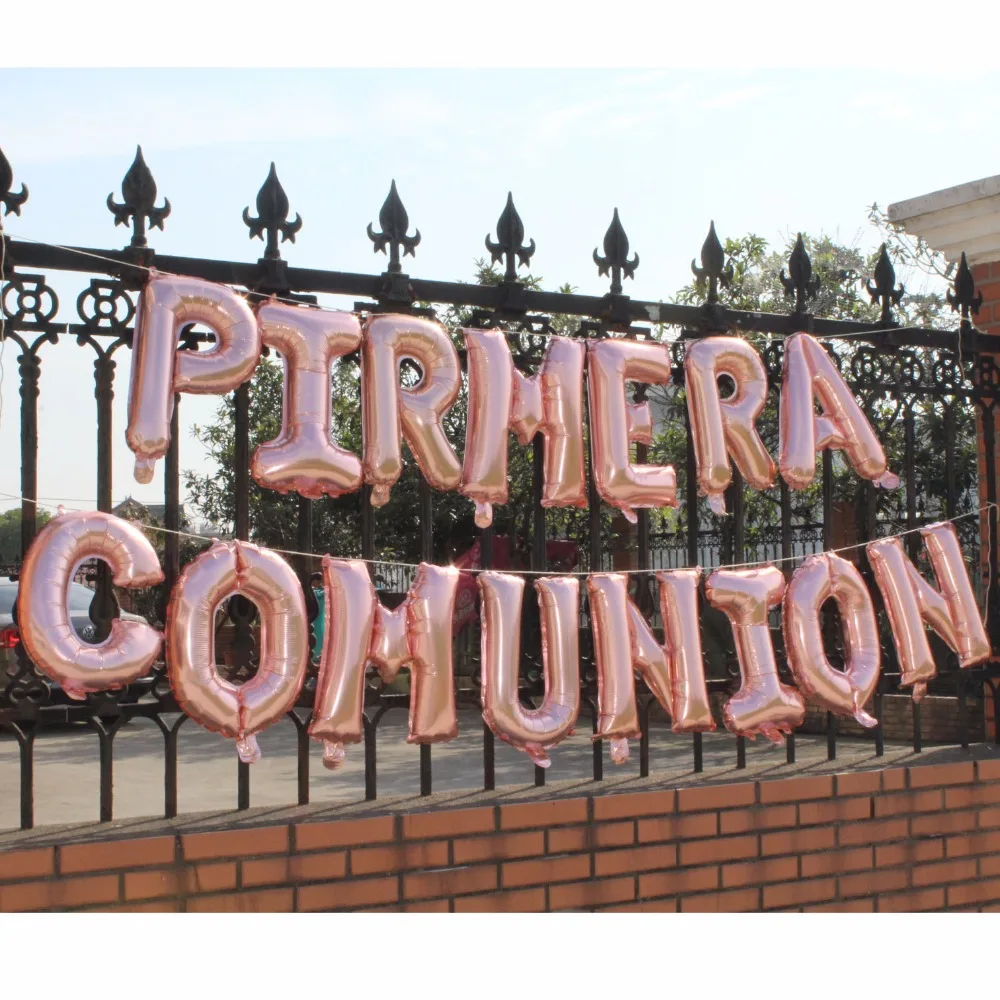 1st first holy Communion christening baptism Primera comunion decoration banner rose gold silver gold foil balloons bunting
1st first holy Communion christening baptism Primera comunion decoration banner rose gold silver gold foil balloons bunting