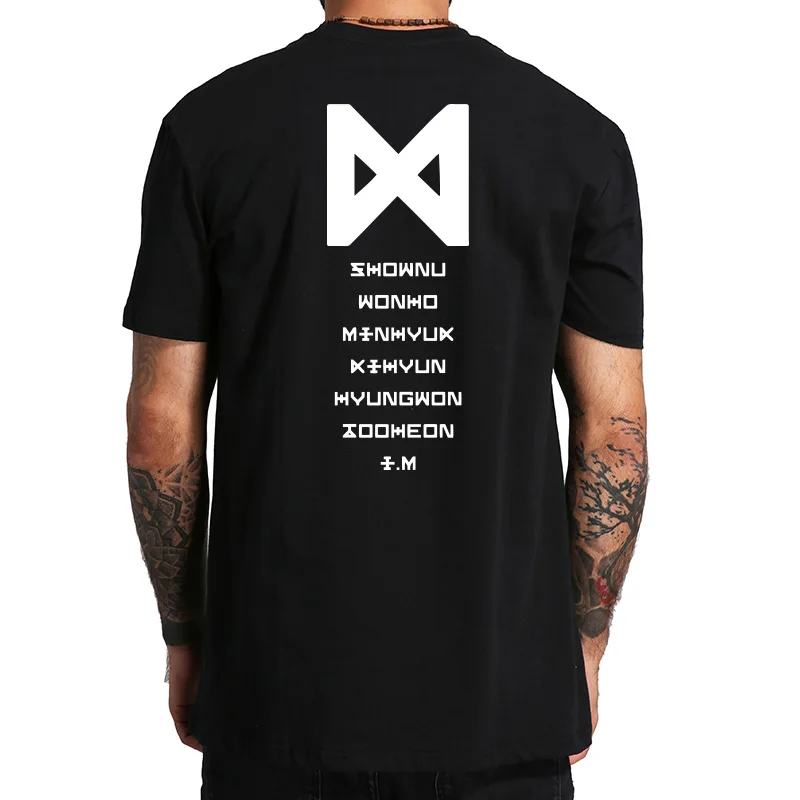Европейский размер 100% хлопковая футболка топы Monsta X одежда уникальный дизайн