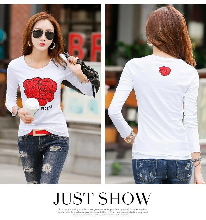 Plus Size Female Winter T-shirt Long Sleeve T Shirt Fashion Print Rhinestone Cotton T-shirts For Women Poleras De Mujer Tops
Plus Size Female Winter T-shirt Long Sleeve T Shirt Fashion Print Rhinestone Cotton T-shirts For Women Poleras De Mujer Tops
