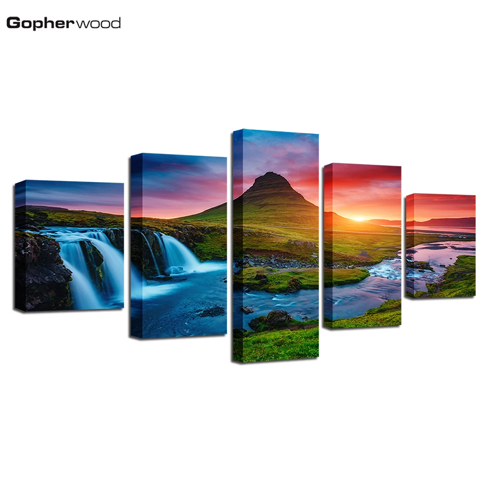 Wall Art Canvas Prints Pictures 5 Pieces Beautiful Iceland Waterfall Paintings Green Mountain River Landscape Posters Home Decor
Wall Art Canvas Prints Pictures 5 Pieces Beautiful Iceland Waterfall Paintings Green Mountain River Landscape Posters Home Decor
