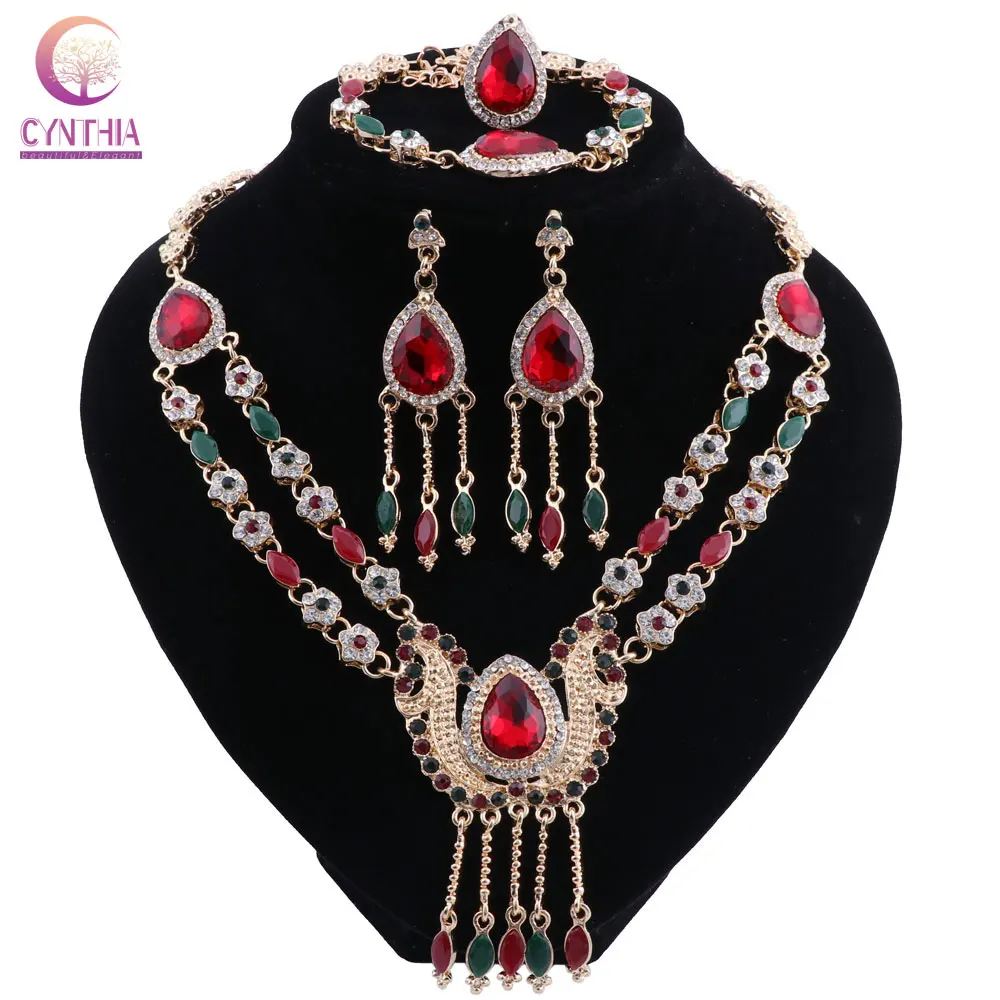 Women Jewelry Set Red Green Crystal Necklace Set African Beads Jewelry Set For Wedding Gold Color Fashion Jewellery Sets
Women Jewelry Set Red Green Crystal Necklace Set African Beads Jewelry Set For Wedding Gold Color Fashion Jewellery Sets