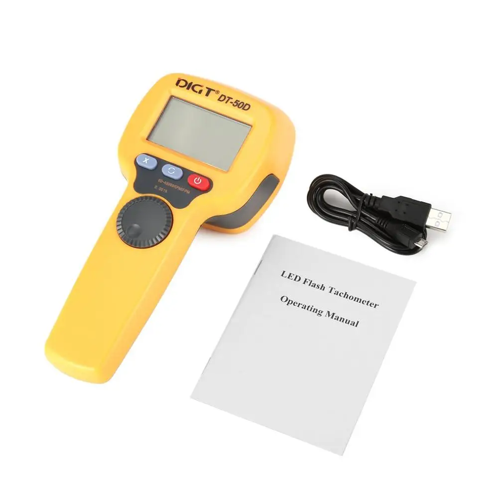 DIGT DT-50D 7.4V 1100mAh 60-49999 Strobes/min 750LUX Handhold LED Stroboscope Rotational Speed Measurement Flash Velocimeter
DIGT DT-50D 7.4V 1100mAh 60-49999 Strobes/min 750LUX Handhold LED Stroboscope Rotational Speed Measurement Flash Velocimeter
