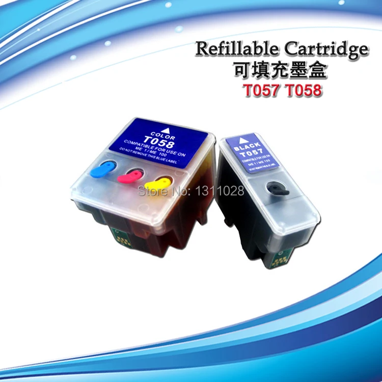 INK WAY T057 T058 Chipped Refillable ink cartridge without ink for ME1 ME1+ ME100,1 SET, 2 PCS
INK WAY T057 T058 Chipped Refillable ink cartridge without ink for ME1 ME1+ ME100,1 SET, 2 PCS
