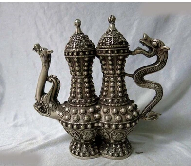 Copper Brass CHINESE crafts decoration Asian 8" China silver carved dragon eight treasures wine pot Sculpture Statue
Copper Brass CHINESE crafts decoration Asian 8" China silver carved dragon eight treasures wine pot Sculpture Statue