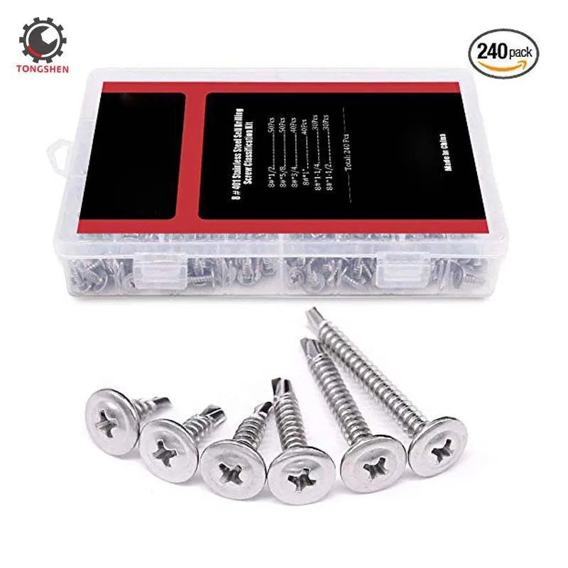 410 Stainless Steel Wafer Head Phillips Self Drilling Screws Sheet Metal Tek Screws Assortment Kit Modified Truss Head Self Dri
410 Stainless Steel Wafer Head Phillips Self Drilling Screws Sheet Metal Tek Screws Assortment Kit Modified Truss Head Self Dri