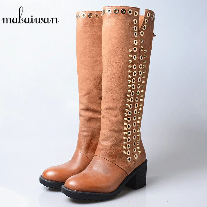 Mabaiwan Fashion Women The Knee High Boots Metal Decoration Rivet High Heel Shoes Women Pumps Comfortable Winter Snow Long Boots
Mabaiwan Fashion Women The Knee High Boots Metal Decoration Rivet High Heel Shoes Women Pumps Comfortable Winter Snow Long Boots