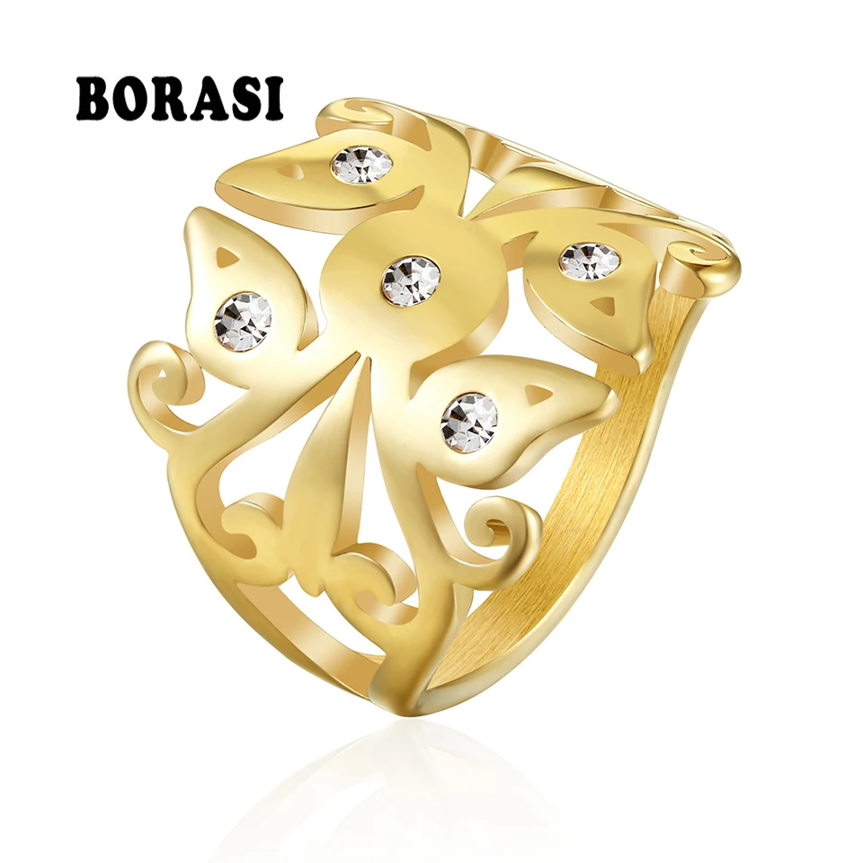 BORASI New Ring Feather Rings For Women Vintage Gold- Color Crystal CZ Zircon Stone Stainless Steel Engagement Bridal Jewelry
BORASI New Ring Feather Rings For Women Vintage Gold- Color Crystal CZ Zircon Stone Stainless Steel Engagement Bridal Jewelry