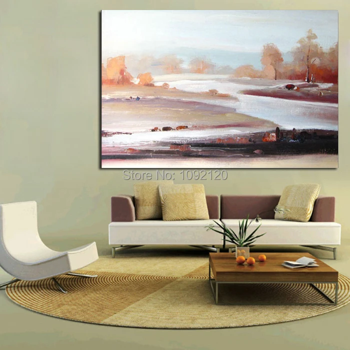 

Modern Wall Art Hand Painted Village River Landscape Oil Painting Home Decor Canvas Paintings For Living Room