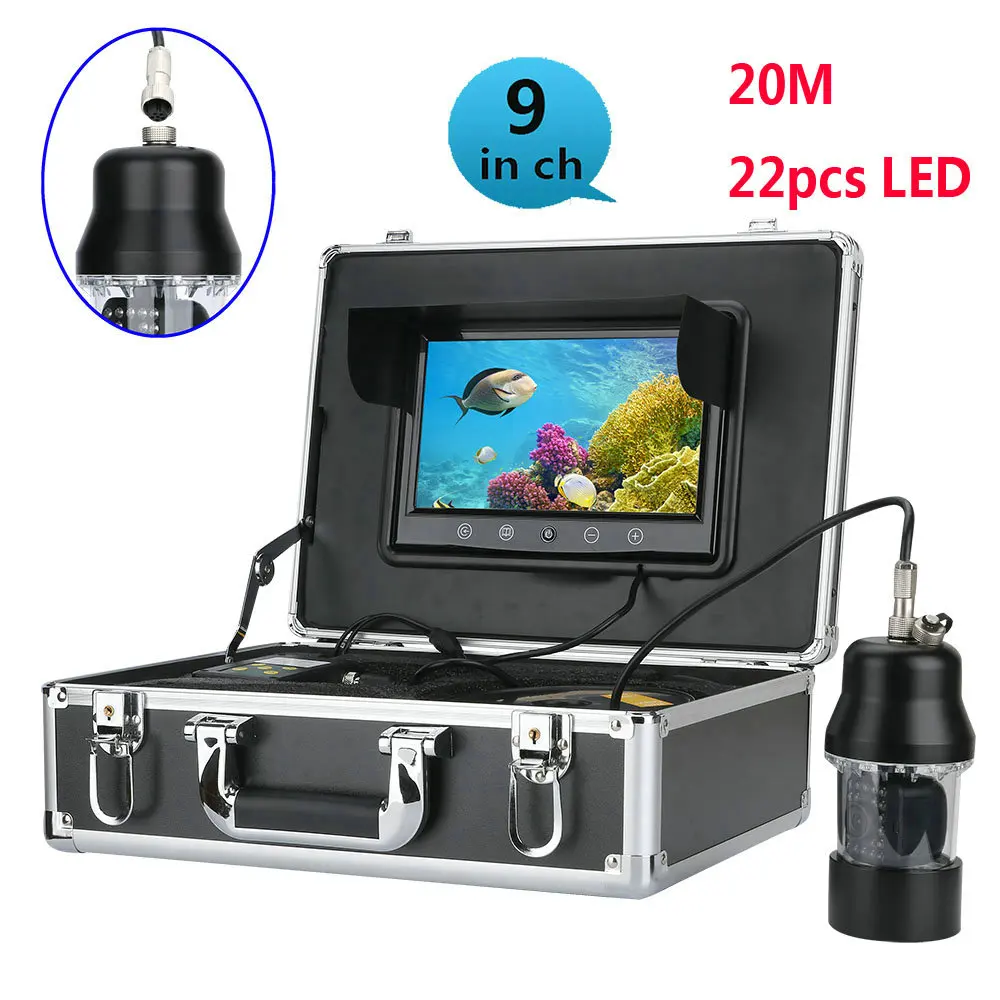 20m Professional Underwater Fishing Video Camera Fish Finder 9 Inch Color Screen Waterproof 22 LEDs 360 Degree Rotating Camera
20m Professional Underwater Fishing Video Camera Fish Finder 9 Inch Color Screen Waterproof 22 LEDs 360 Degree Rotating Camera