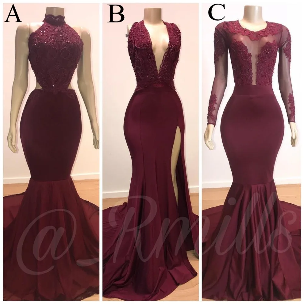 Reflective Dress Mermaid African Burgundy Prom Dresses Long Lace Appliqued Evening Dress Formal Party Gowns
Reflective Dress Mermaid African Burgundy Prom Dresses Long Lace Appliqued Evening Dress Formal Party Gowns