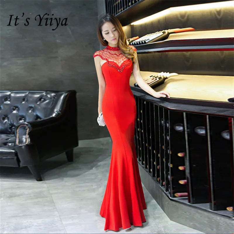 It's Yiiya Mermaid evening dress Sexy Floor-length formal Halter Party Gowns Red white sleeveless Zipper back Prom dresses C072
It's Yiiya Mermaid evening dress Sexy Floor-length formal Halter Party Gowns Red white sleeveless Zipper back Prom dresses C072