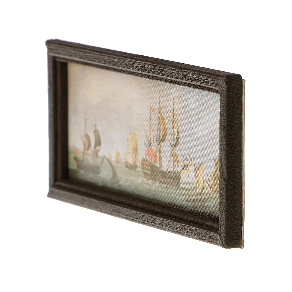 1:12 Scale Wooden Framed Picture Decorative Ornaments Dollhouse Miniature Decorative Picture