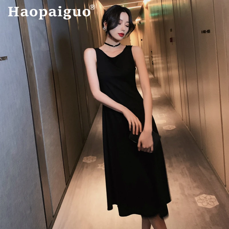 2019 Summer Sleeveless Big Swing Midi Black Dresses Women Corset Slim Party Dress Women Sleeveless Elegant Dresses Ladies Elbise
2019 Summer Sleeveless Big Swing Midi Black Dresses Women Corset Slim Party Dress Women Sleeveless Elegant Dresses Ladies Elbise