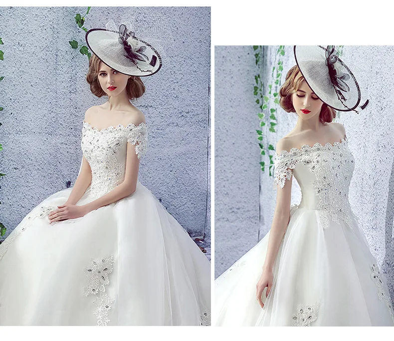 Dreamlike Vestido De Noiva Свадебные платья трапециевидной формы с открытыми плечами и