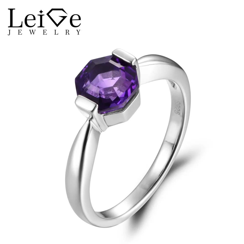 Leige Jewelry Natural Amethyst Gemstone February Birthstone Octagon Cut Anniversary Solitaire Ring For Woman 925 Sterling Silver
Leige Jewelry Natural Amethyst Gemstone February Birthstone Octagon Cut Anniversary Solitaire Ring For Woman 925 Sterling Silver