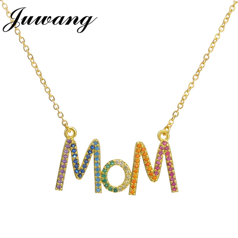 JUWANG Multicolor Fashion 'MOM' Charm Gold Pendant Necklace Micro Pave Zircon Initial Letter Necklaces Couple Name Necklace
JUWANG Multicolor Fashion 'MOM' Charm Gold Pendant Necklace Micro Pave Zircon Initial Letter Necklaces Couple Name Necklace