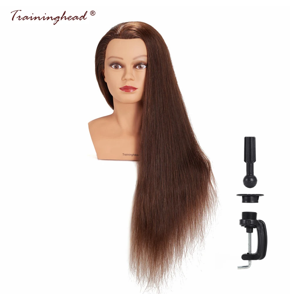 Traininghead 28 30 "100% человеческих манекен с волосами голова для парики учебная
