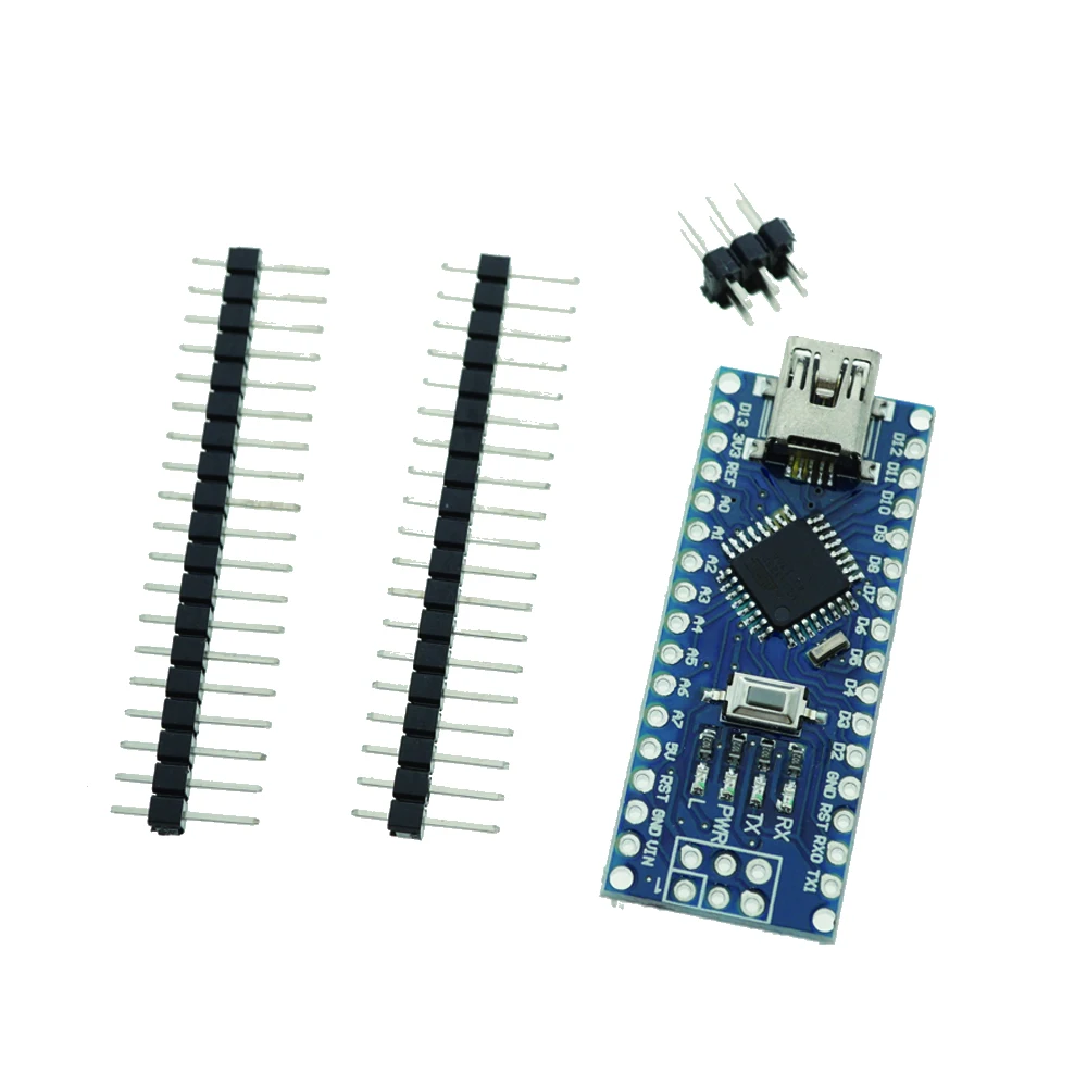 Фото Nano V3.0 контроллер для Arduino ATMEGA328P оригинальный CH340 + USB кабель DIY стартовый набор