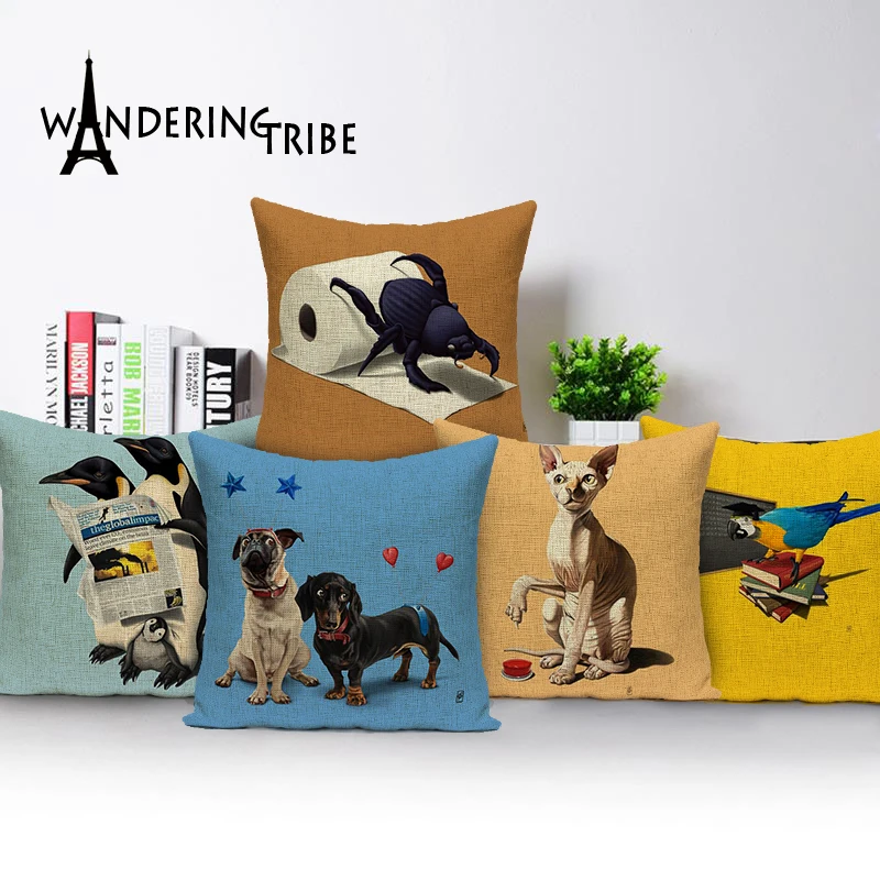 Pillowcase animal colorful cushions home decor Custom linen cushion cover pug pillow cover outdoor cushions Dropshipping
Pillowcase animal colorful cushions home decor Custom linen cushion cover pug pillow cover outdoor cushions Dropshipping