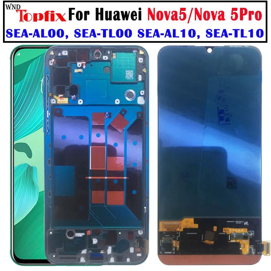 Сенсорный ЖК экран для Huawei Nova 5 Pro стекло сенсорная панель сенсор дисплей запасные